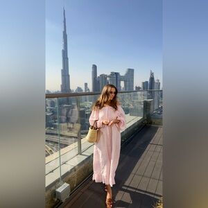 SLEEPER Off-Shoulder Maxi Dress